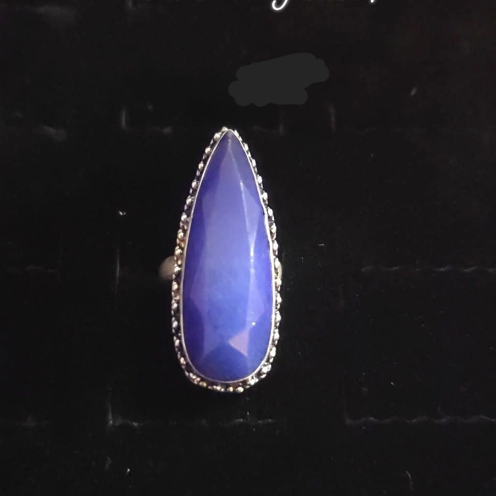 Elegant Raw Blue Sapphire Ring